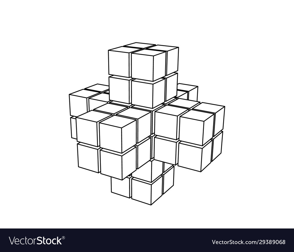 Abstract 3d shape from cubes outline