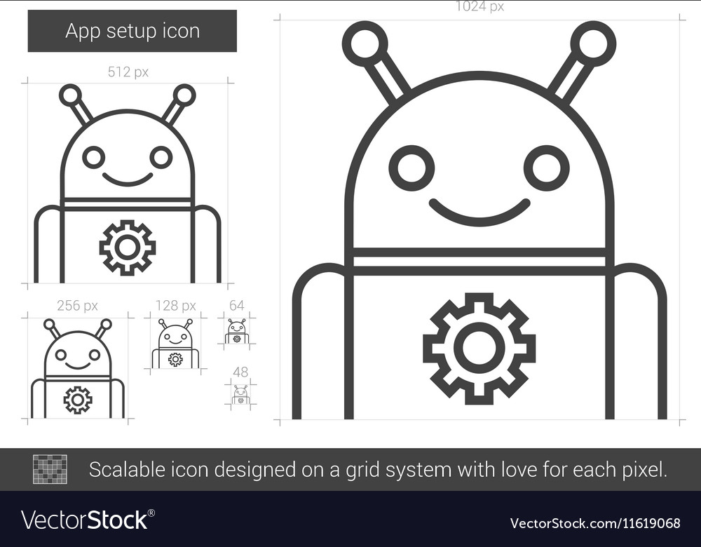 App setup line icon