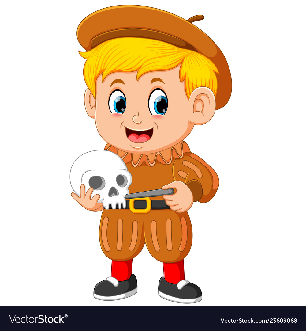 Archaeologist holding human skull Royalty Free Vector Image