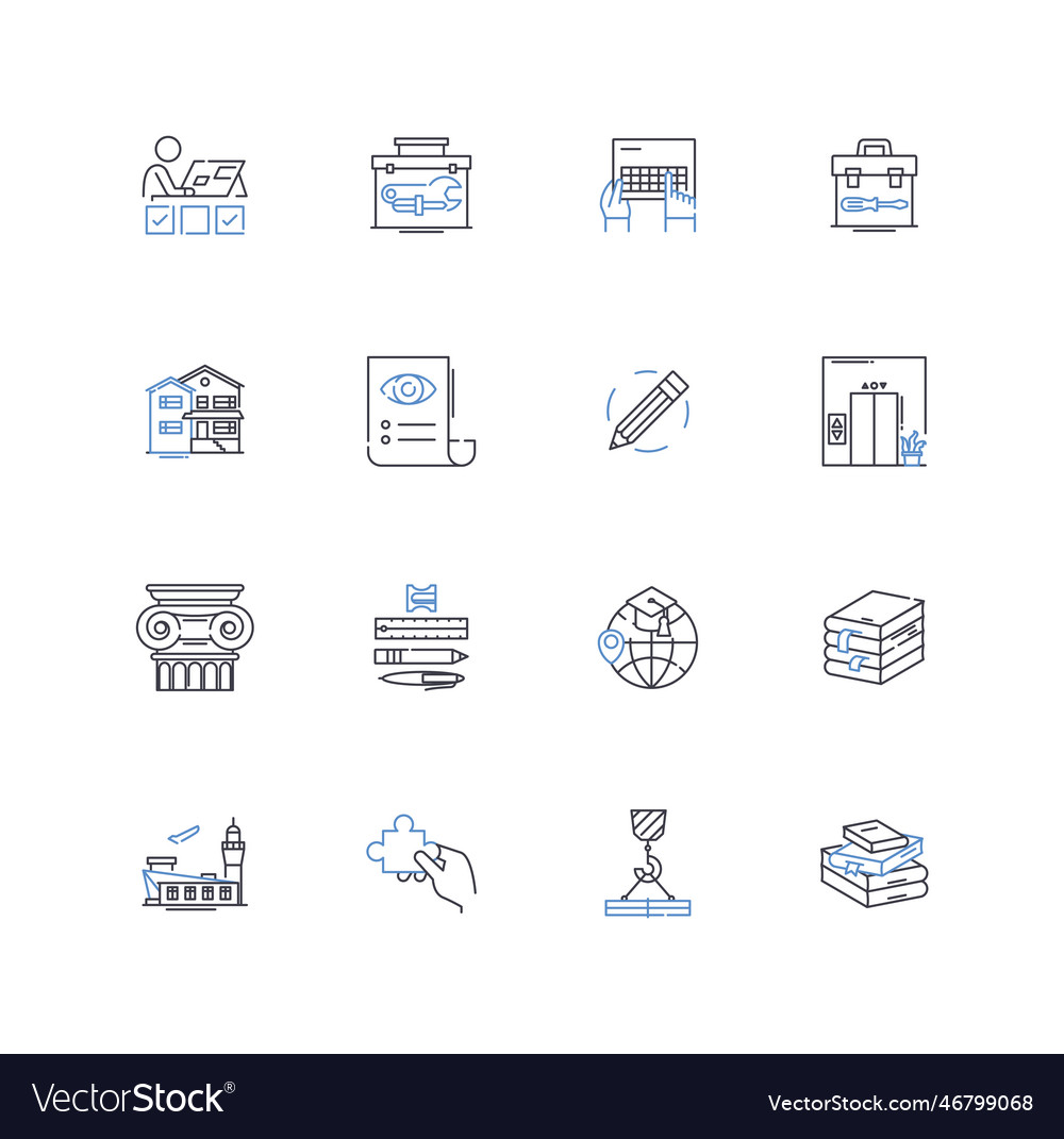 Automation line icons collection efficiency vector image Automation line icons collection efficiency