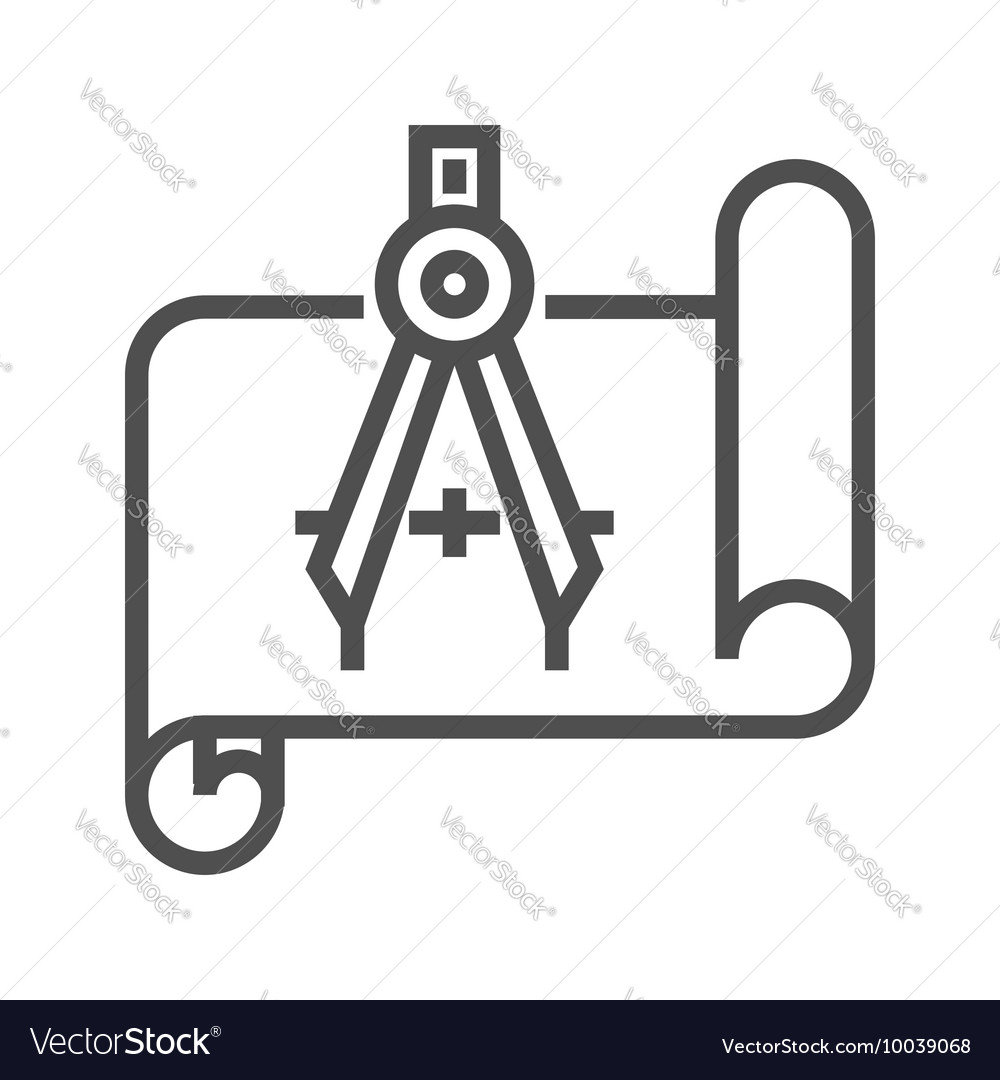 Blueprint with Compass Icon