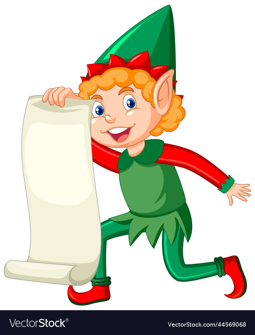 Cute kid wearing elf costume cartoon