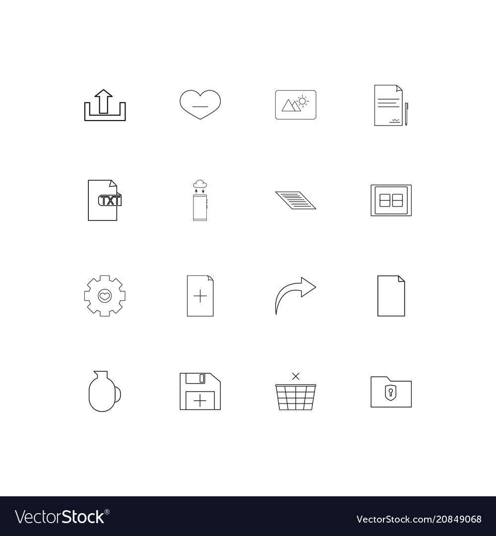 Dateien und Ordner signieren lineare dünne Symbole Set