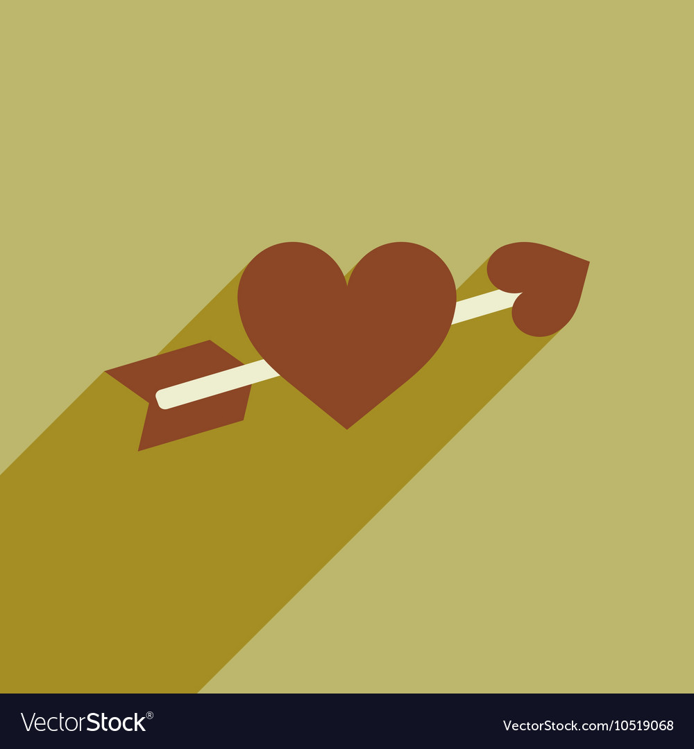 Flat web icon with long shadow arrow heart