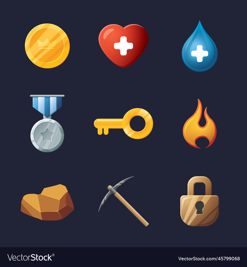 Game ui assets set gaming user interface icons