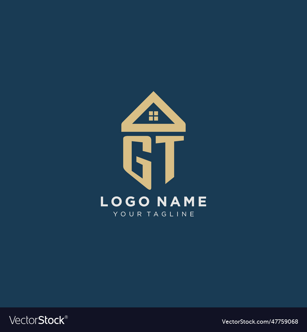 Initial letter gt with simple house roof creative