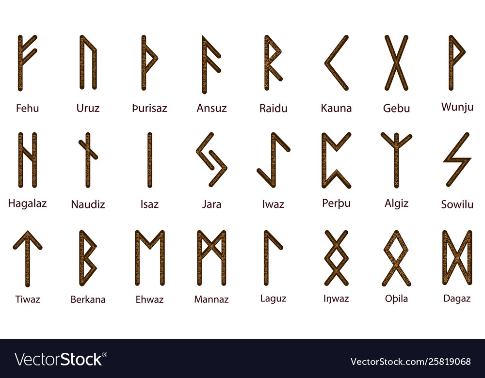 Large set scandinavian runes elegant gold Vector Image