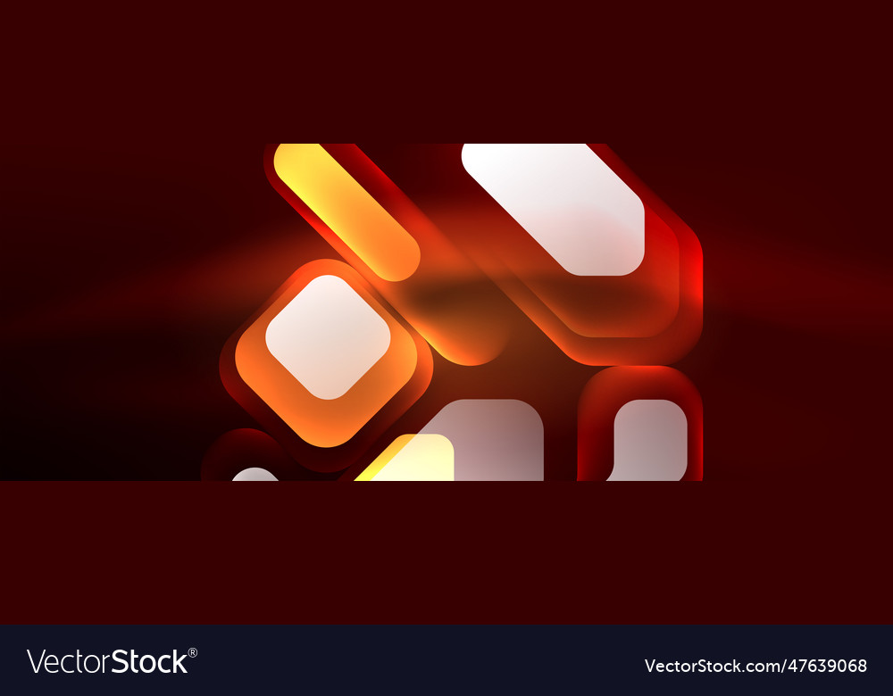 Neon lines squares and round shapes abstract
