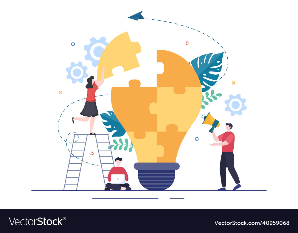 Problem and solution in business solving to look vector image Problem and solution in business solving to look