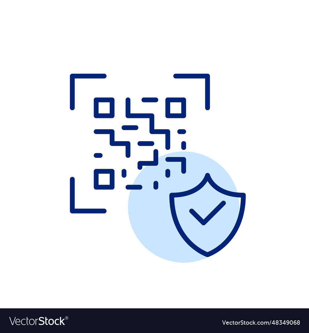 Qr-code with security symbol shield and checkmark vector image Qr-code with security symbol shield and checkmark