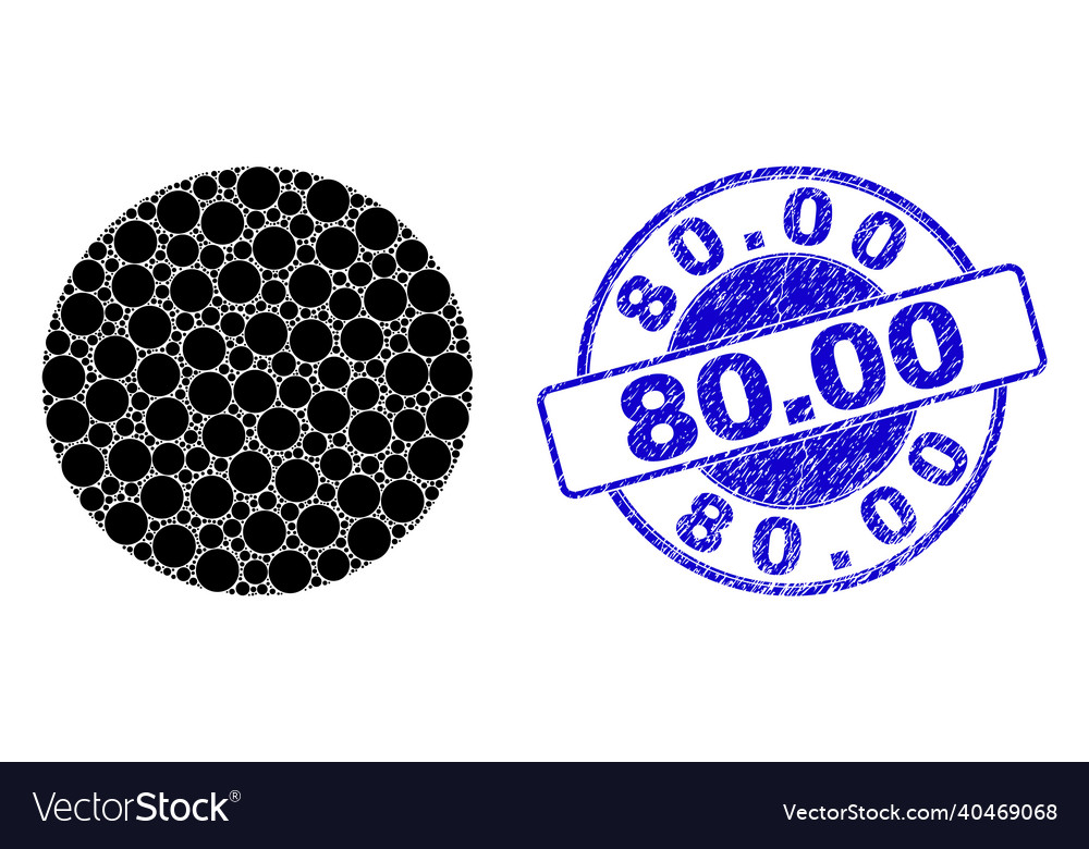 Rubber 8000 stamp and filled circle recursion vector image Rubber 8000 stamp and filled circle recursion