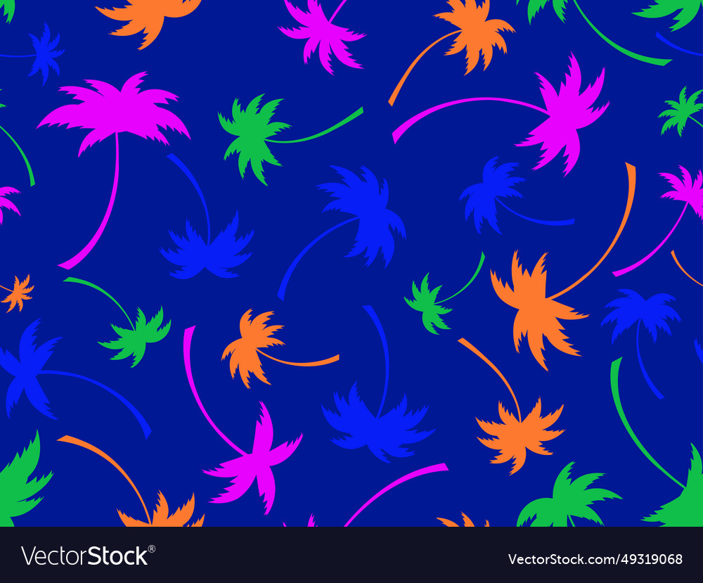 Seamless pattern with colorful palm trees summer vector image Seamless pattern with colorful palm trees summer