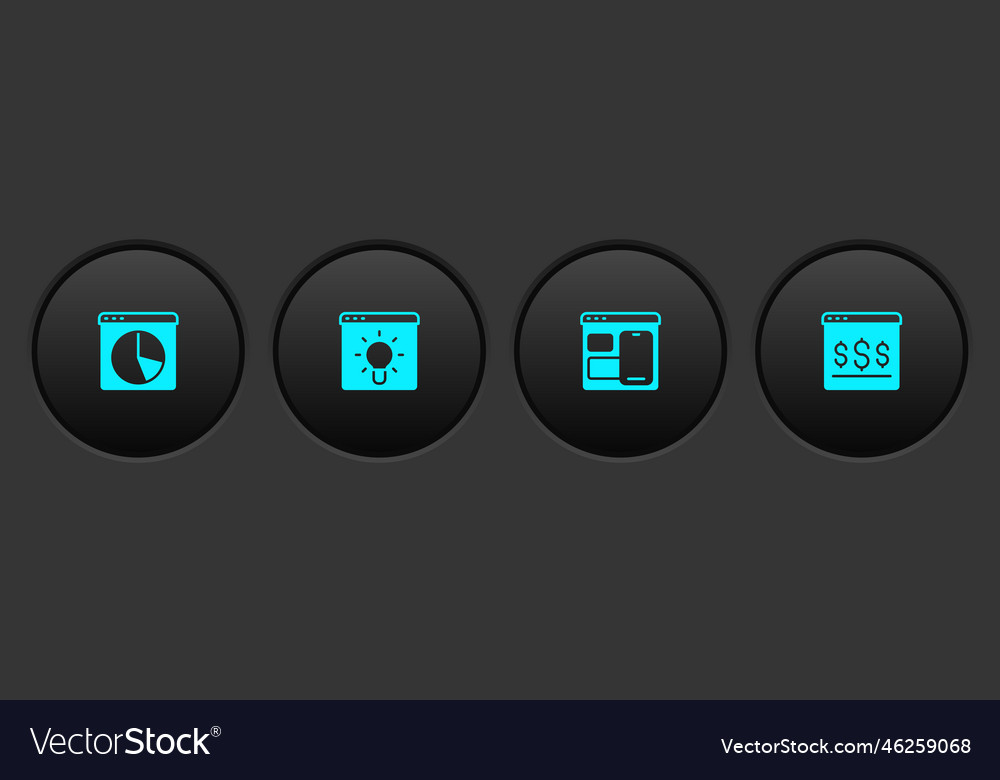 Set graph chart infographic browser window web vector image Set graph chart infographic browser window web