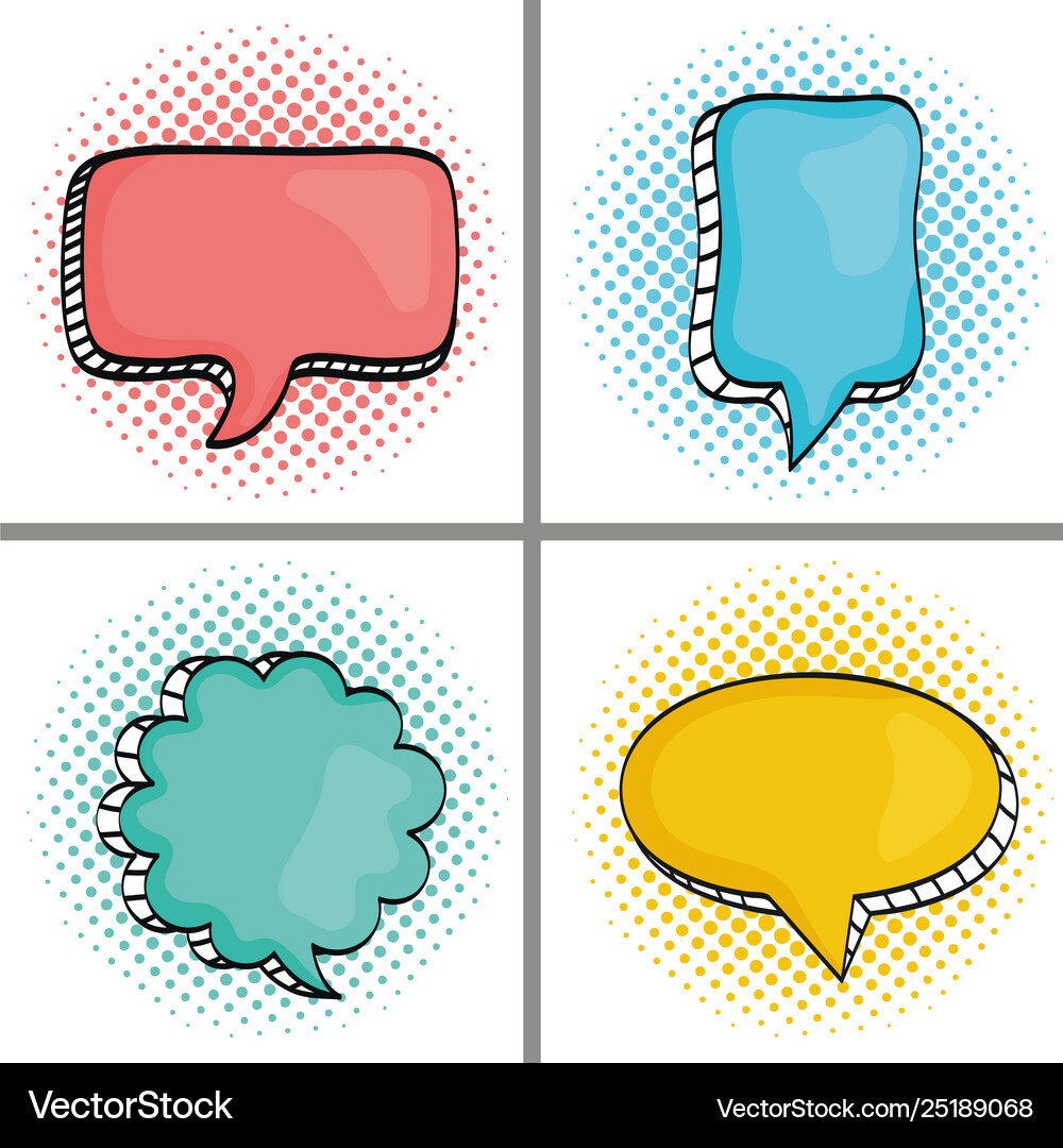 Set speech bubbles drawn Royalty Free Vector Image