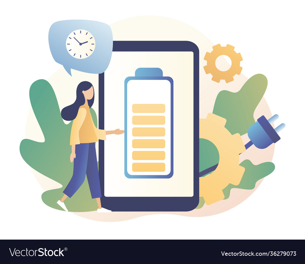 Battery charge tiny users performance Vector Image Battery charge tiny users performance