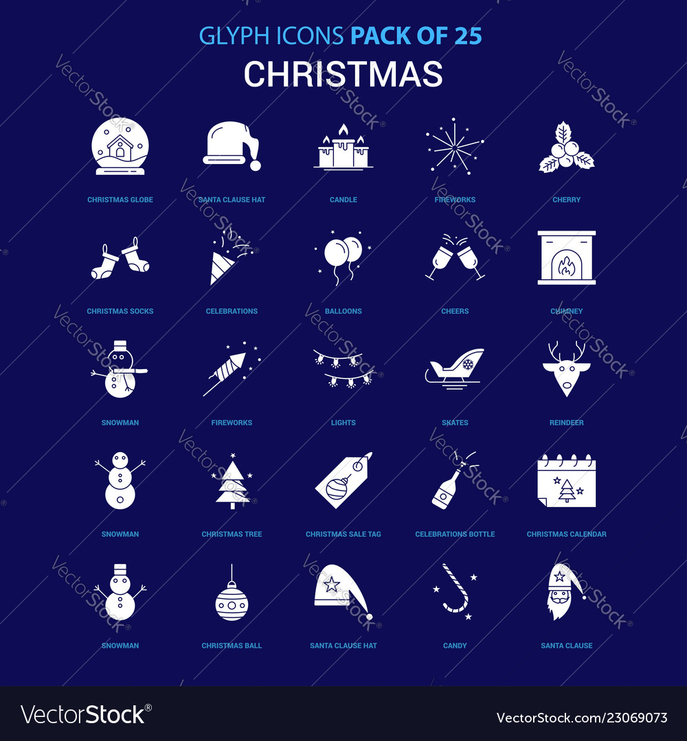 Christmas white icon over blue background 25