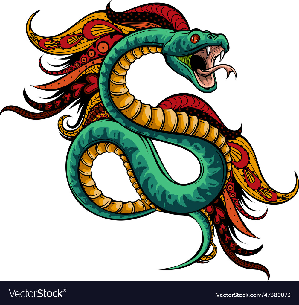 Colorful hand drawn of snake Royalty Free Vector Image