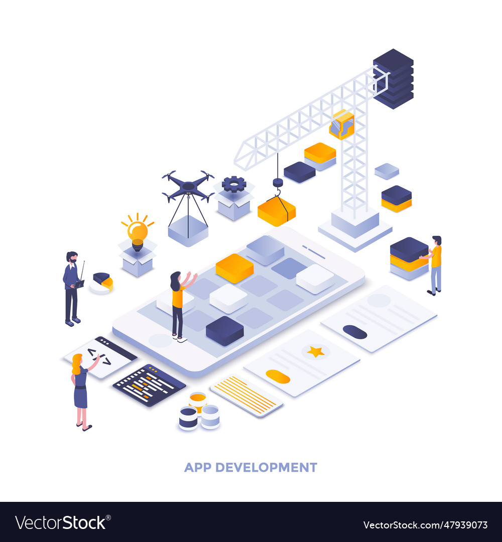 Flat color modern isometric design - app