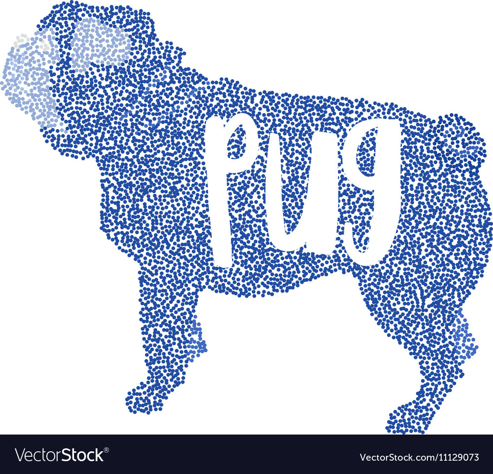 Form of round particles dog flat pug