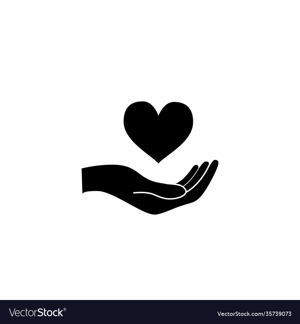 Hand hold a heart healthcare concept black icon