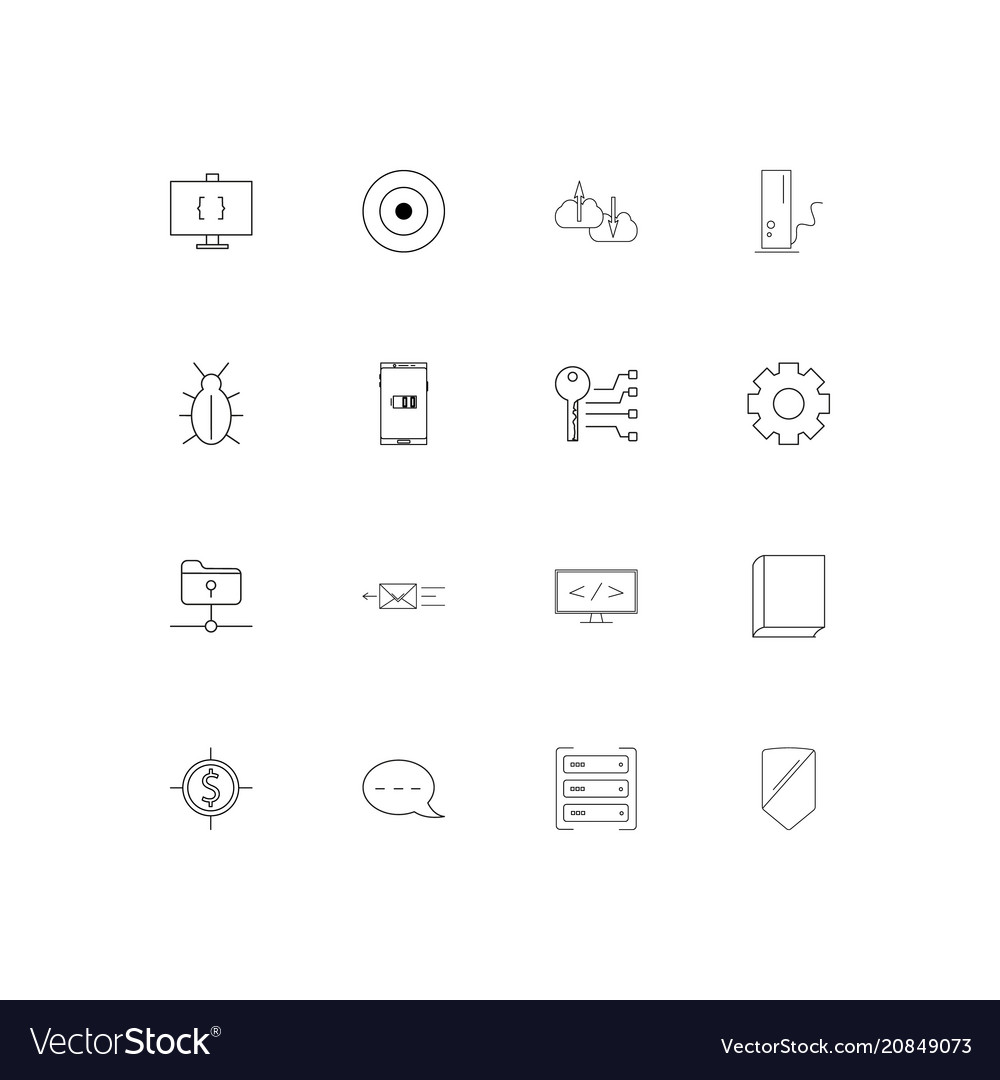 Internet technologies linear thin icons set