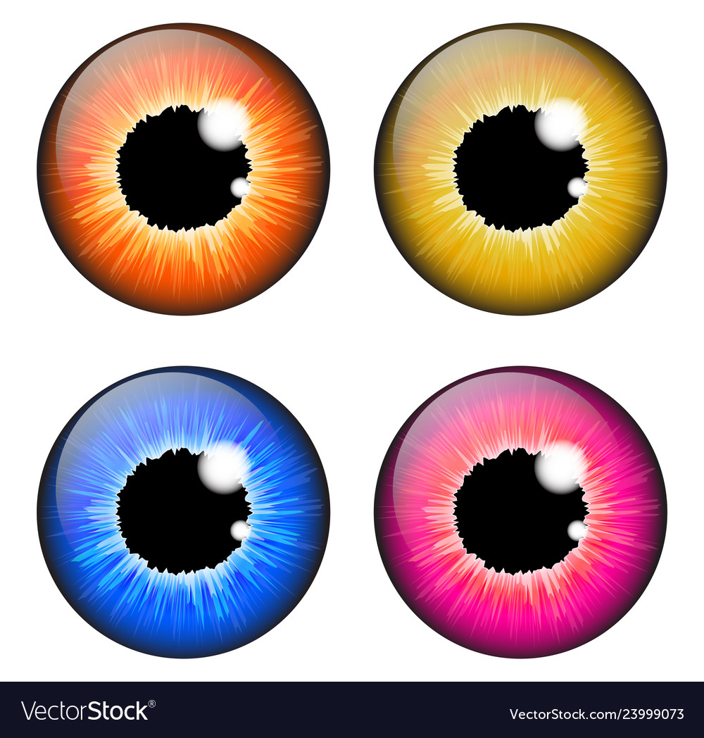 Iris eye realistic set design isolated on white