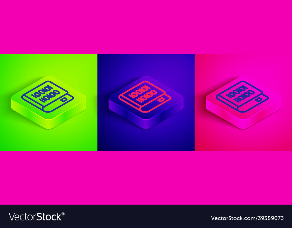 Isometric line books about programming icon vector image Isometric line books about programming icon