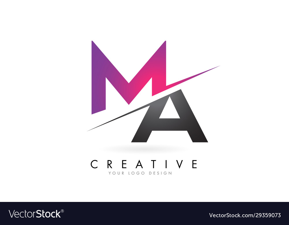 Ma m a letter logo with color block design Vector Image