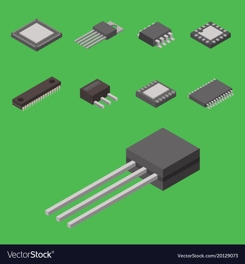 Microchip computer isometric chip