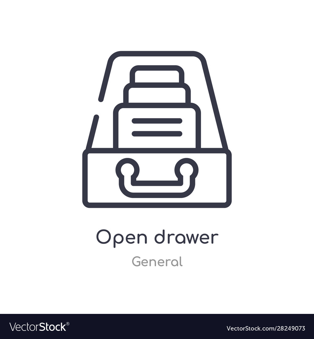 Open drawer outline icon isolated line from