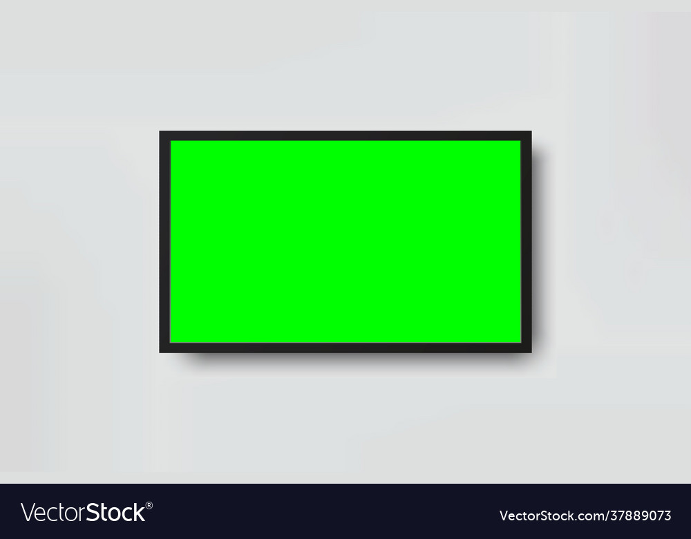 Realistic Tv Lcd Screen Mockup Panel With Green Vector Image