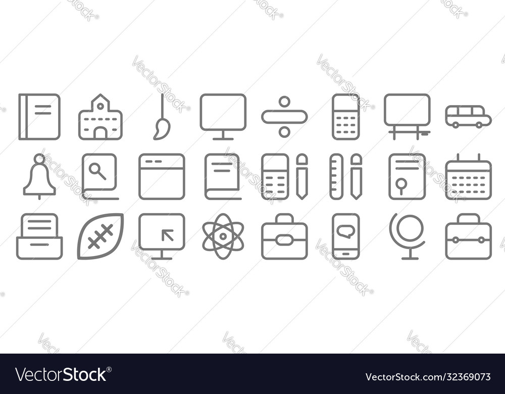 School education line icons linear set quality