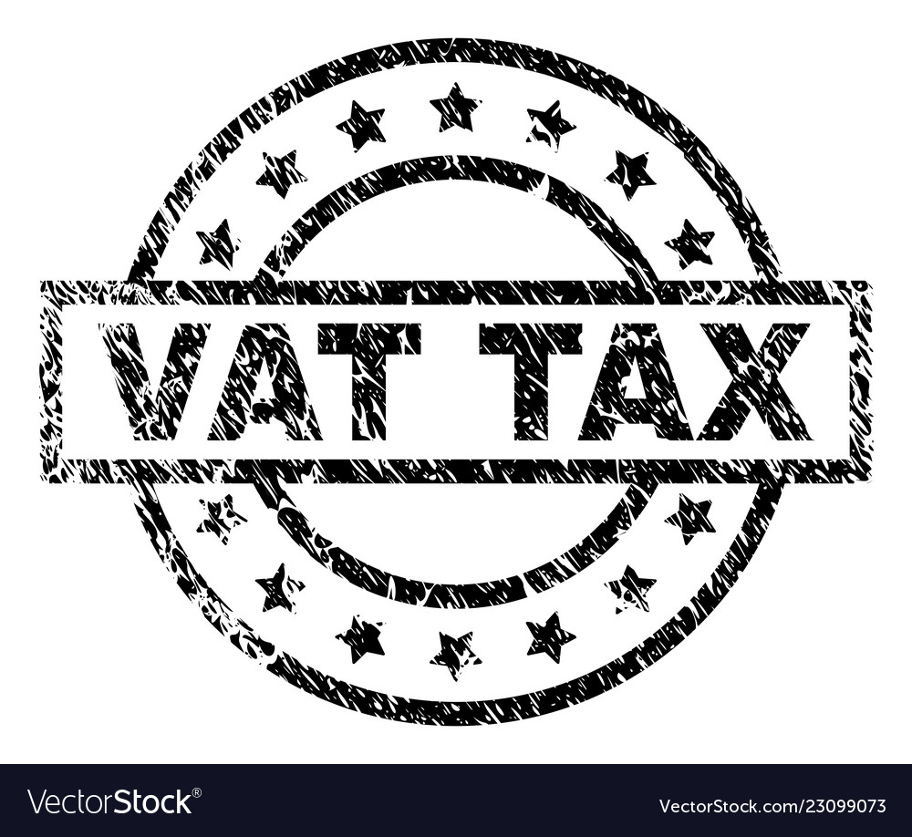 Scratched textured vat tax stamp seal Royalty Free Vector