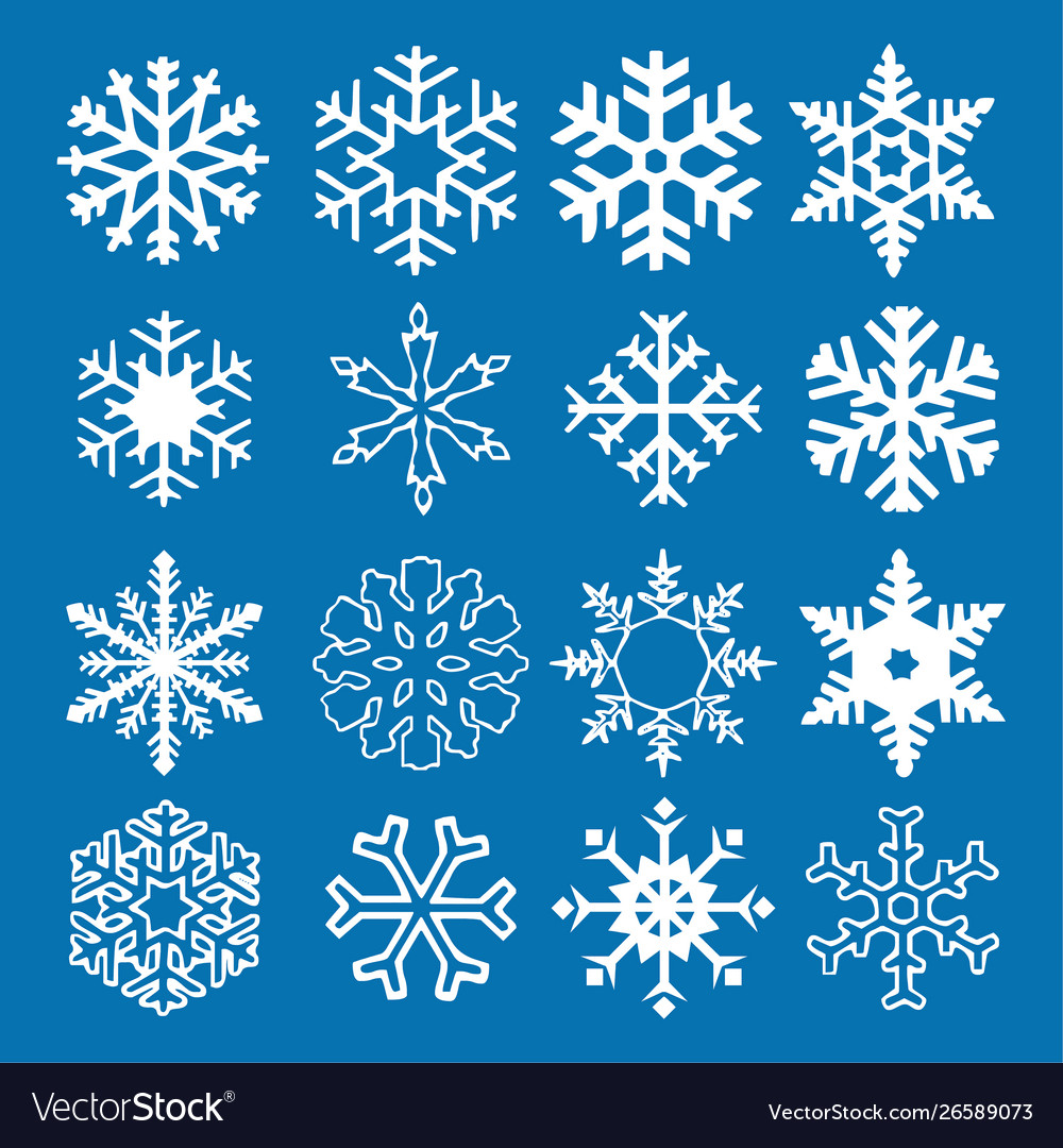Snowflake icon background set blue color Vector Image Snowflake icon background set blue color