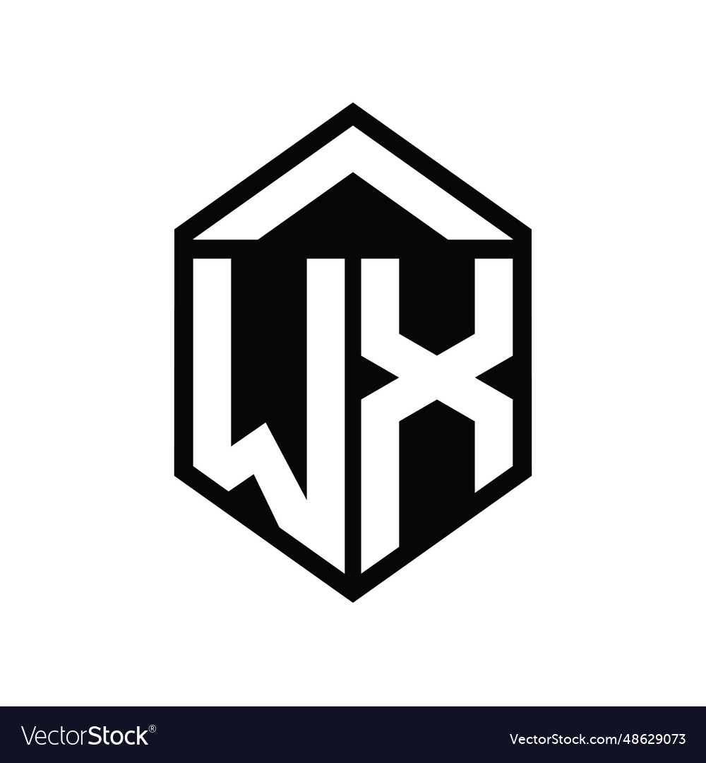 Wx letter logo monogram simple hexagon shield