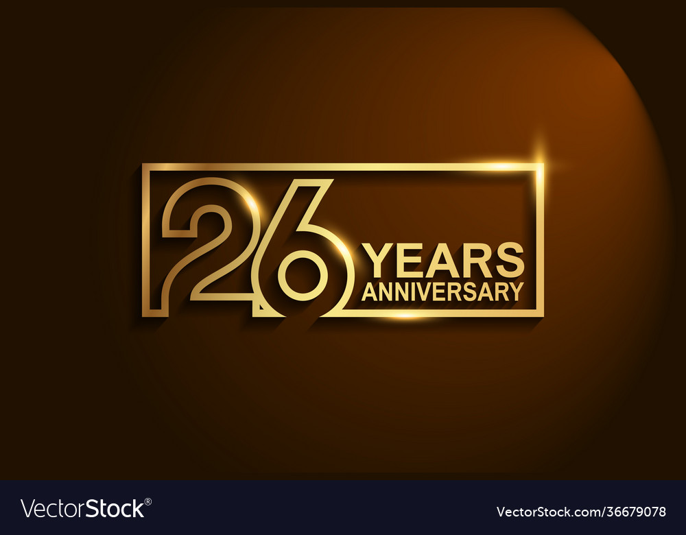 26 years anniversary golden design line style Vector Image