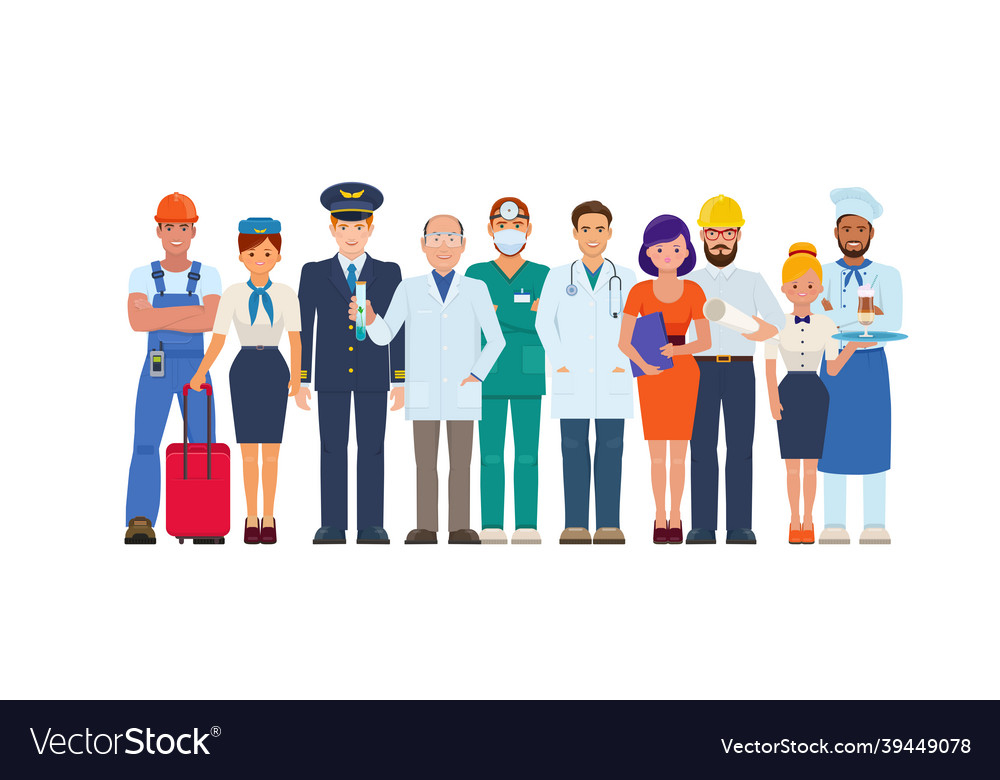 A group of people of different professions Vector Image