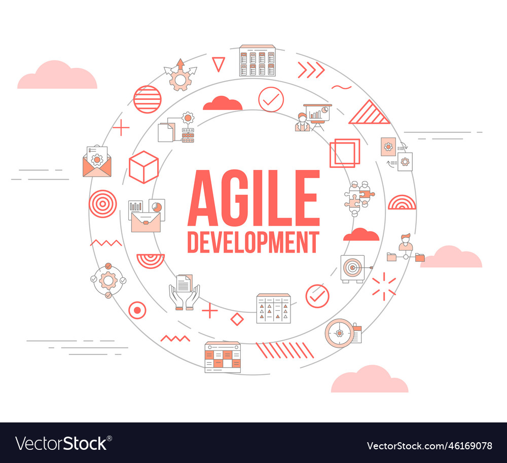 Agile development concept with icon set template vector image Agile development concept with icon set template