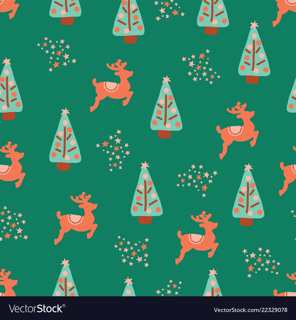 Christmas holidays trees reindeer pattern