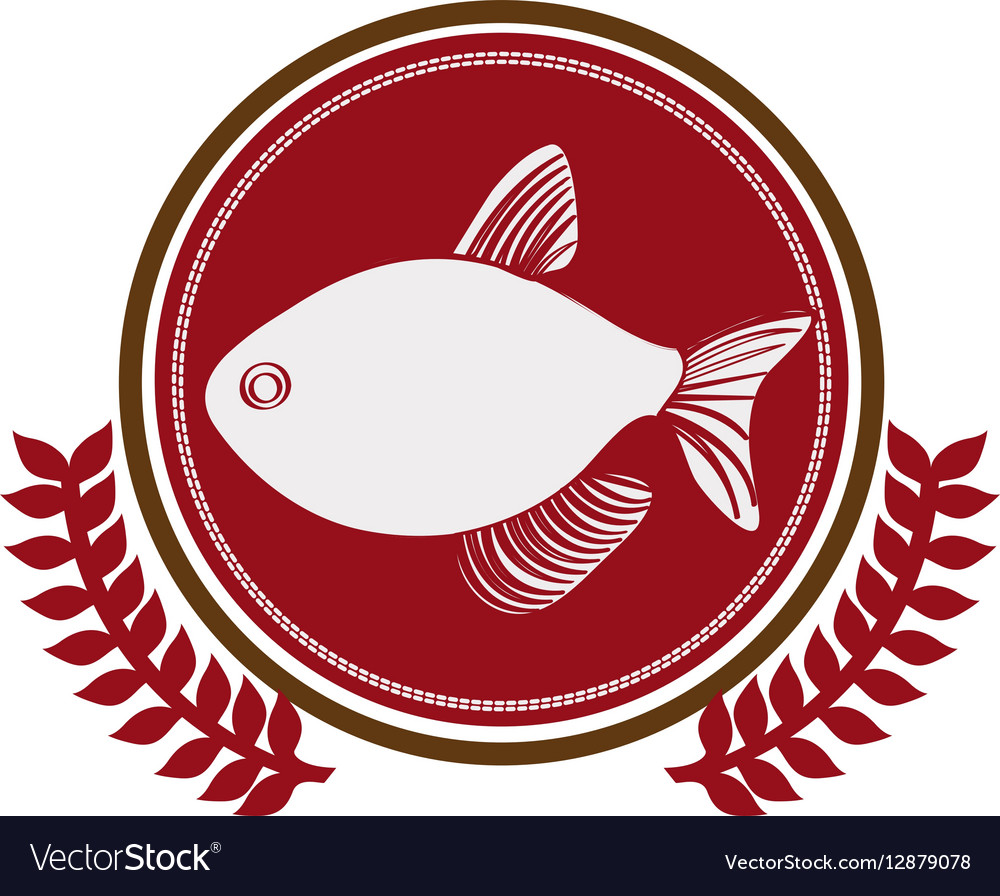 Circular border with crown branch fish