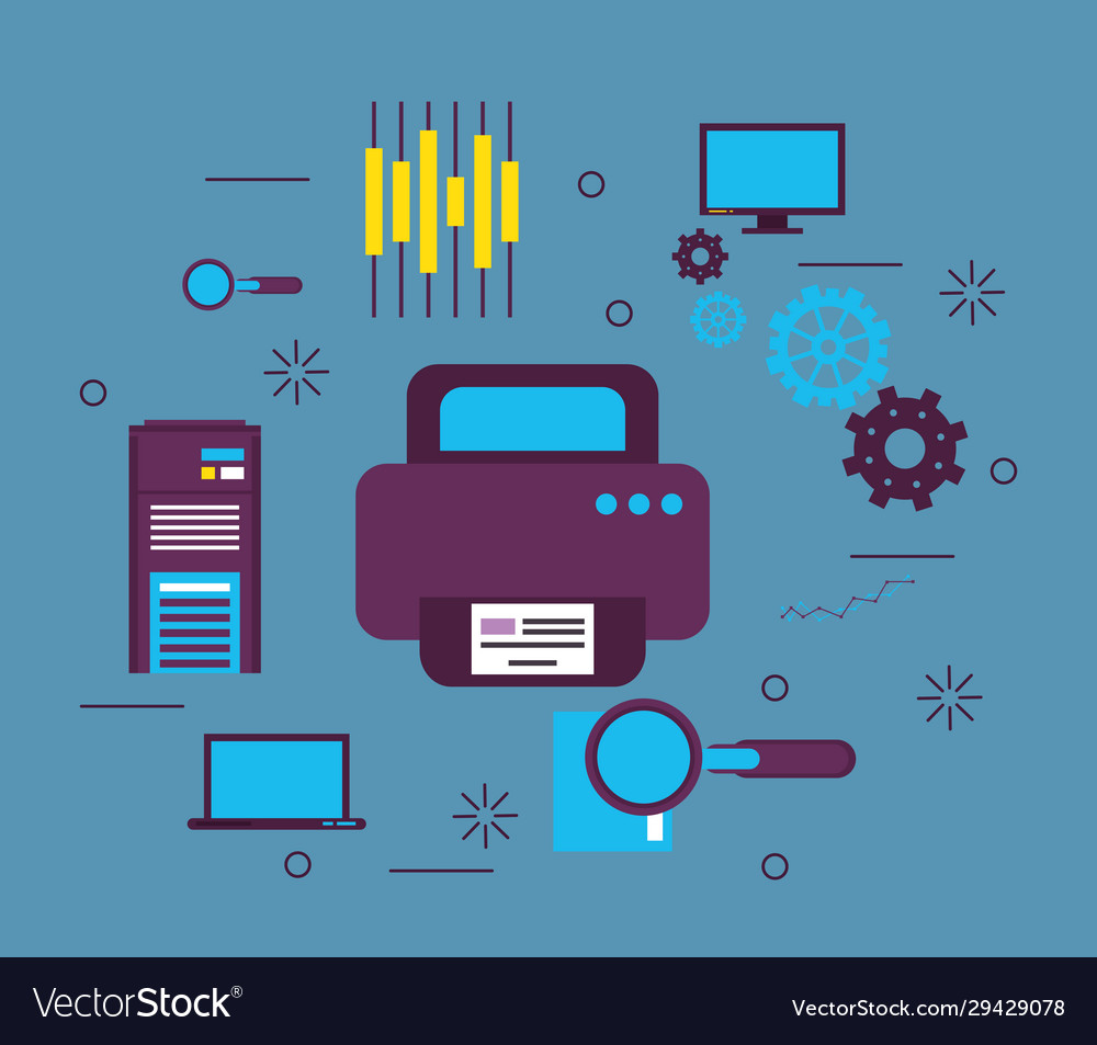 Computer printer hardware device isolated icon
