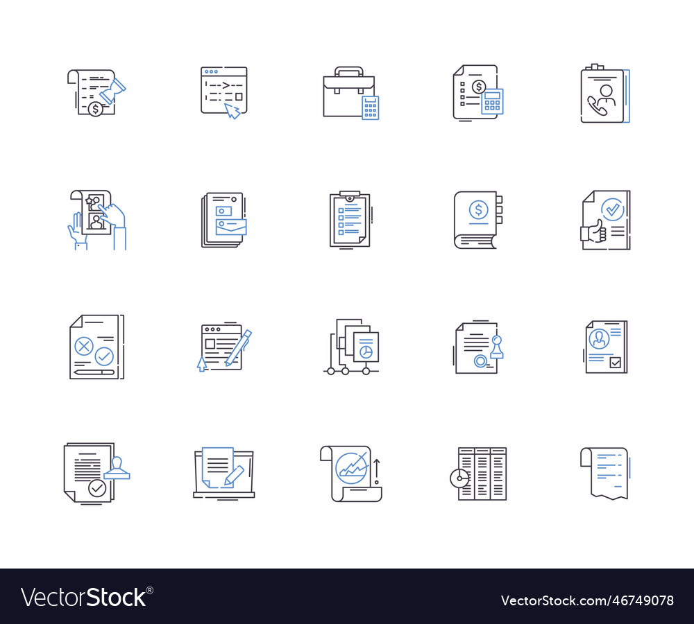 Documents outline icons collection files records