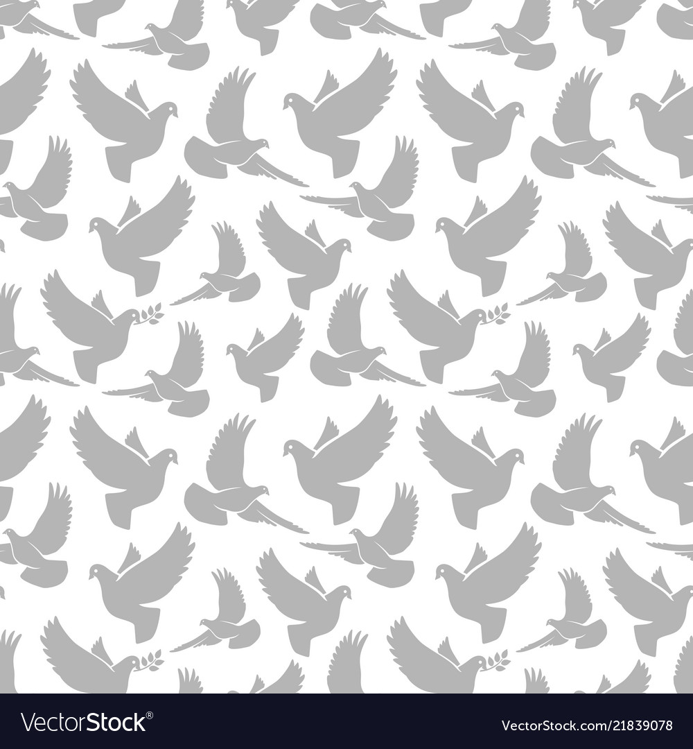 Dove grey silhouettes on white seamless pattern