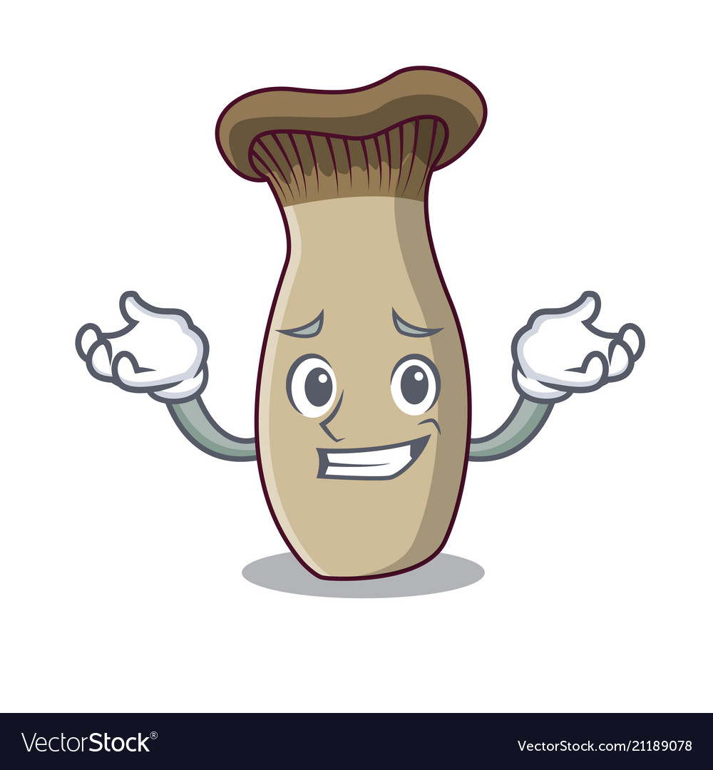 Grinning king trumpet mushroom character cartoon