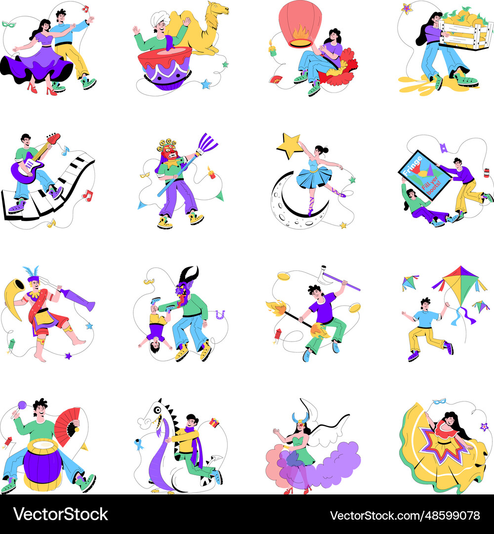 Latest international festivals flat Royalty Free Vector