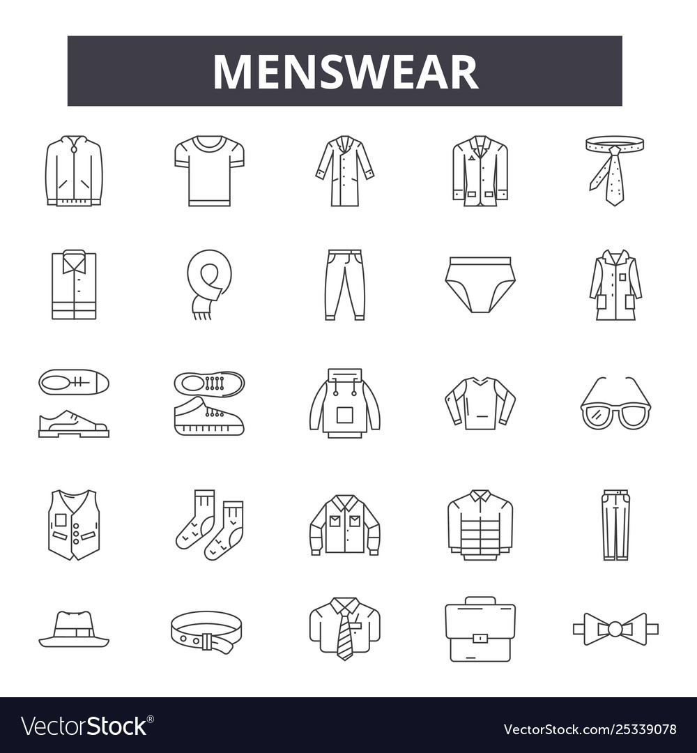 Menswear line icons signs set linear