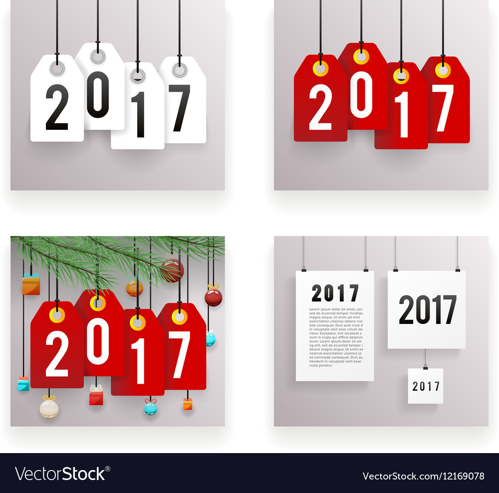 New year text symbol paper labels set template