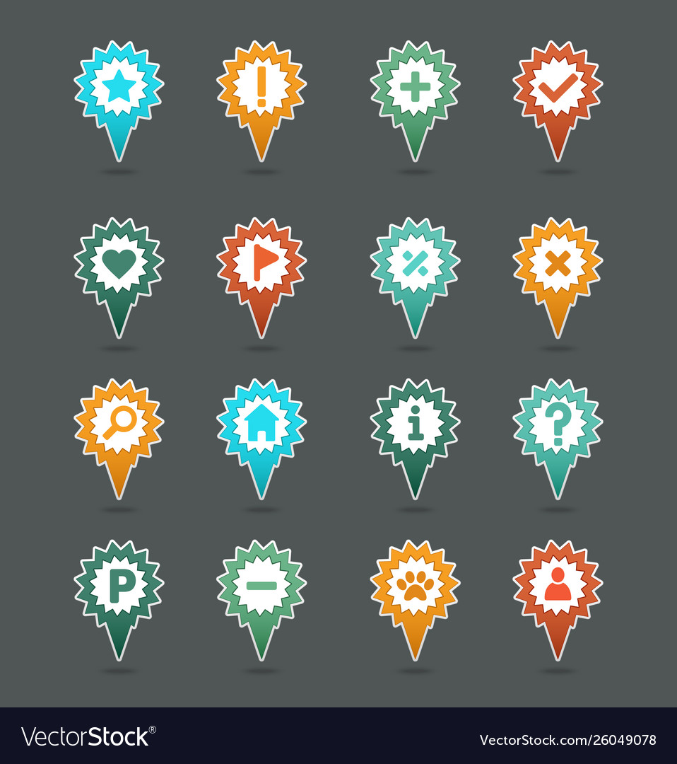 Pin map icon set pointer markers vector image Pin map icon set pointer markers