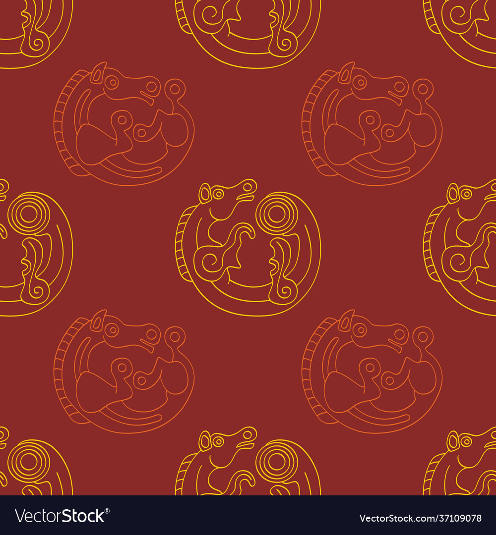 Seamless pattern with ancient scythian art