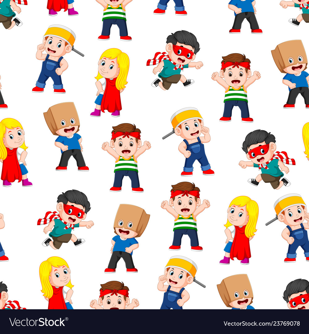 Seamless pattern with children posing